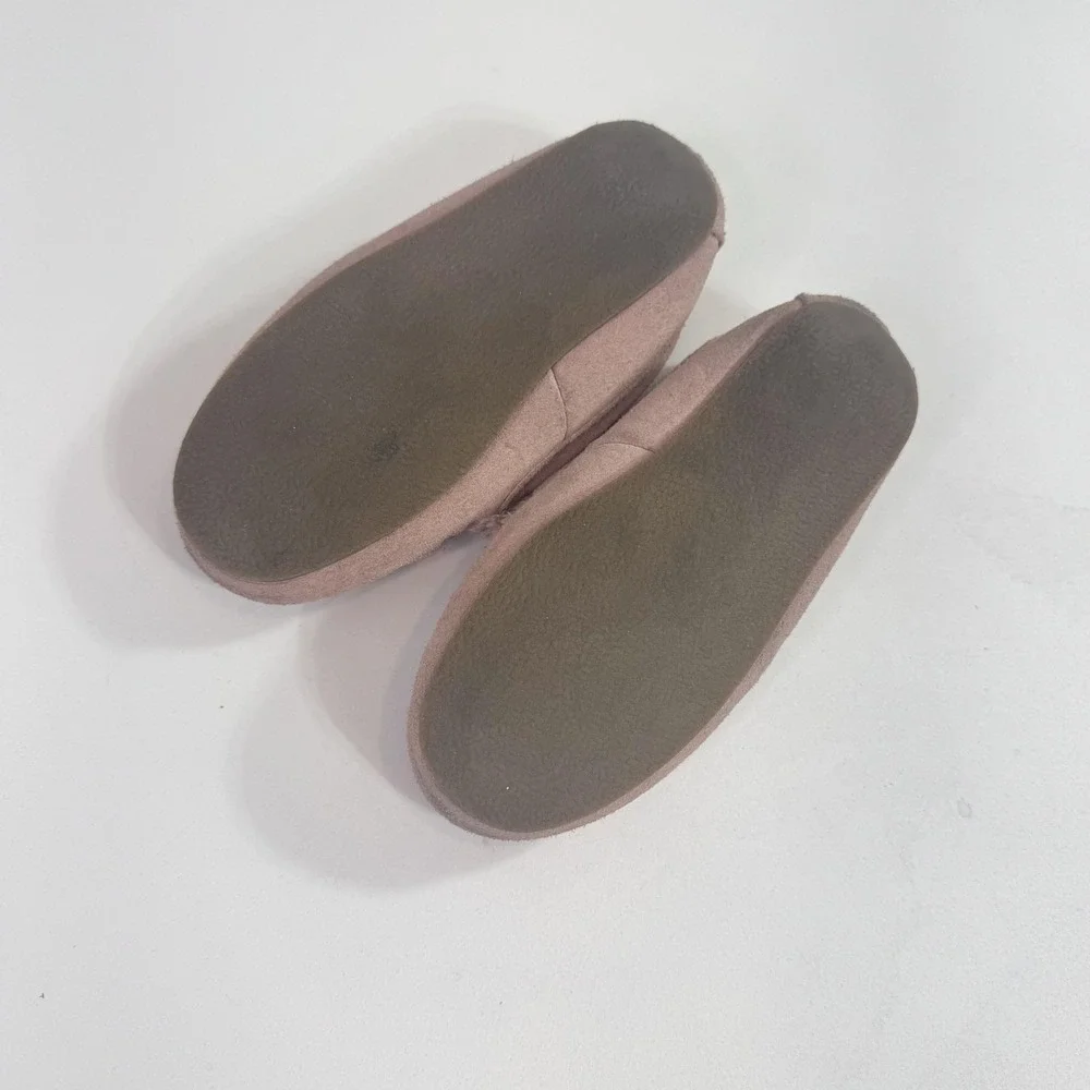 Polo Ralph Lauren Slippers Girls 11 Pink Suede Moccasin Polo Bear Cozy Lined